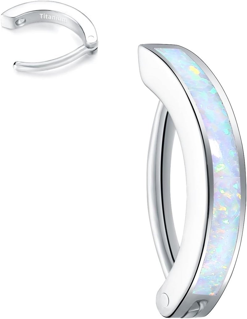 VOJO 14G G23 Titanium Clicker Belly Button Ring,10/12mm Reverse Curved Hoop Navel Barbell Piercing Jewelry - Image 1